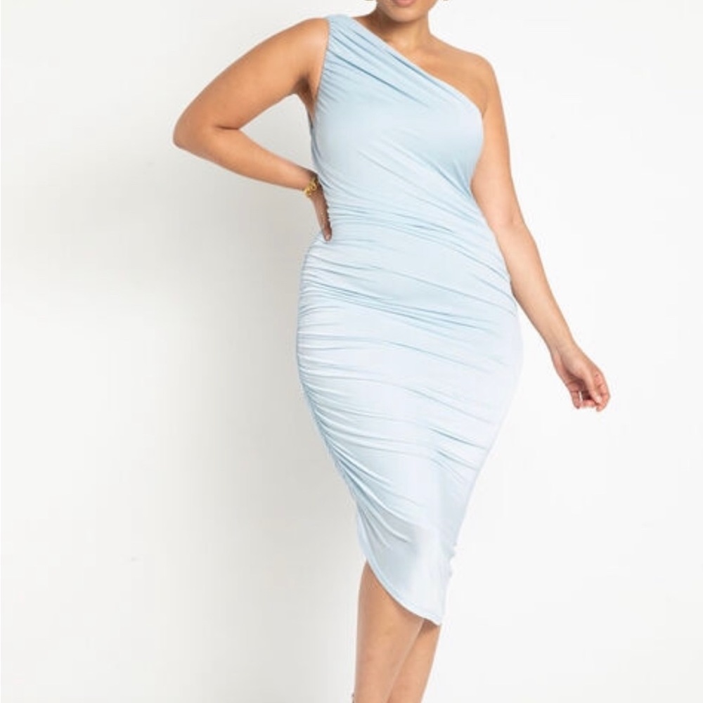 Eloquii ruched one shoulder dress